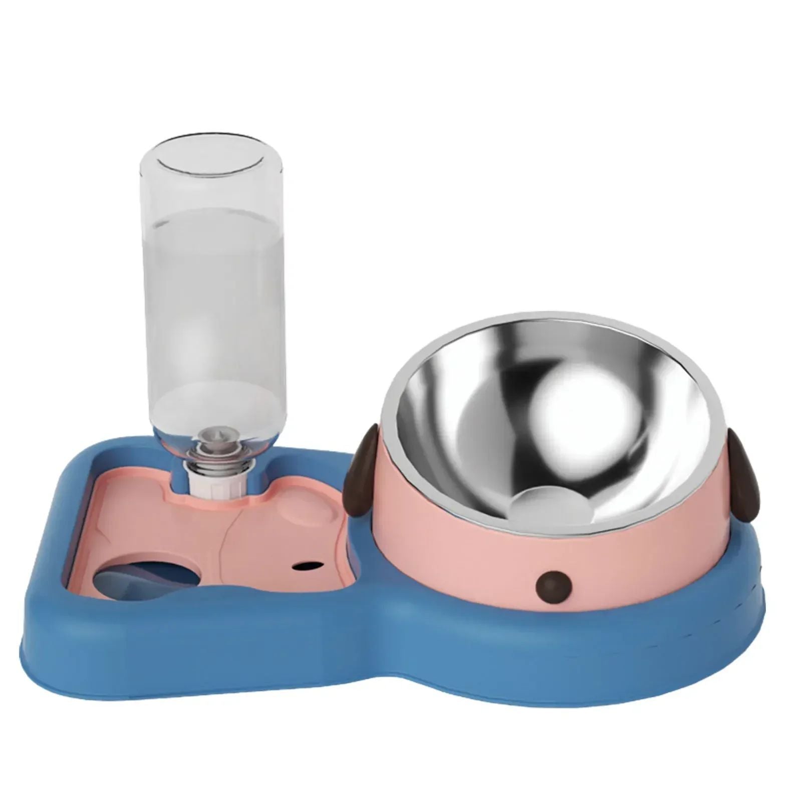 Tilted Comfort Pet Feeder + Bottle Set – Gentle Neck Design for Cats & Dogs