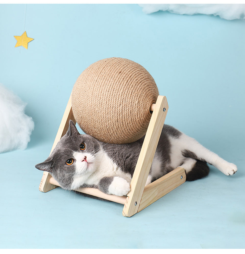 Professional Vertical Cat Toy Sisal Cat Catching Ball – Eco-Friendly Wooden Frame