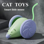 Electric Mouse Cat Toy – Automatic Teasing Stick with Rotating Tail & LED Feather, USB Rechargeable