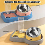 Tilted Comfort Pet Feeder + Bottle Set – Gentle Neck Design for Cats & Dogs