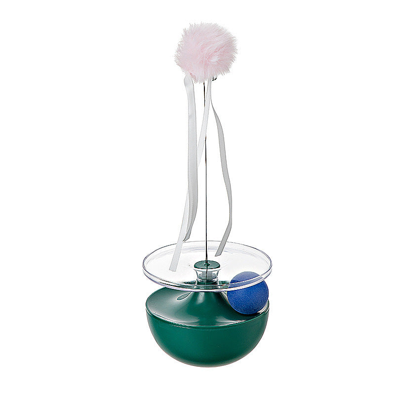 Self-Congratulating Funny Stick Tumbler Cat Toy – Interactive Wobble Ball with Feather,