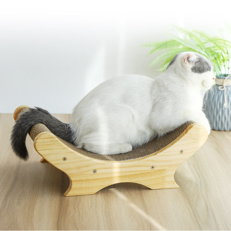 U-Shaped Bed Cat Toy with Paw Grinder – Eco-Friendly Corrugated Cardboard,