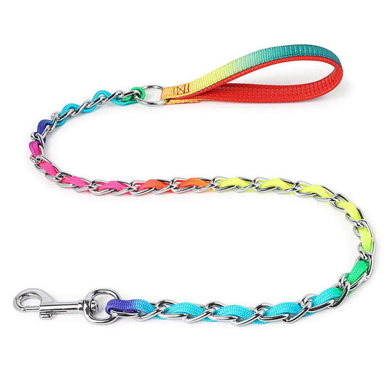 Rainbow Metal Dog Leash – “Ulysses” Style for Small & Medium Pups