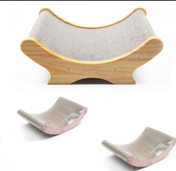 U-Shaped Bed Cat Toy with Paw Grinder – Eco-Friendly Corrugated Cardboard,