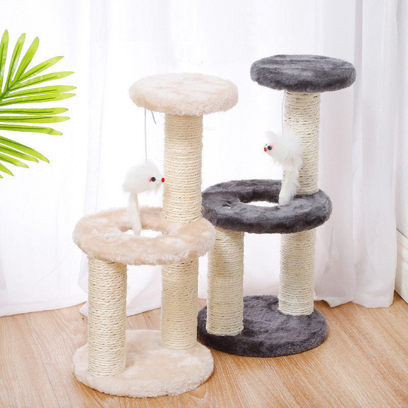 Multi-Level Sisal Scratching Post with Platform for Cats – Jump & Climb Villa