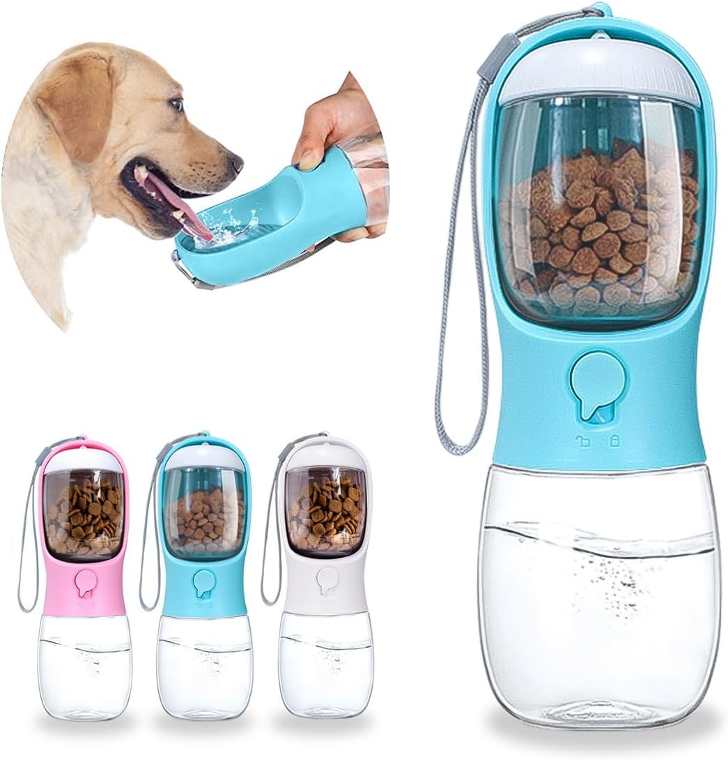 All-in-One Pet Travel Dispenser — Water + Food Bottle for Dogs & Cats