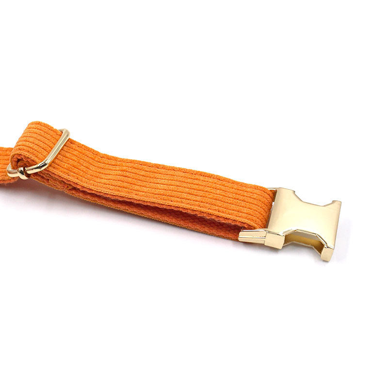 Cozy Corduroy Striped Collar – Thick Metal Buckle for Comfort & Style