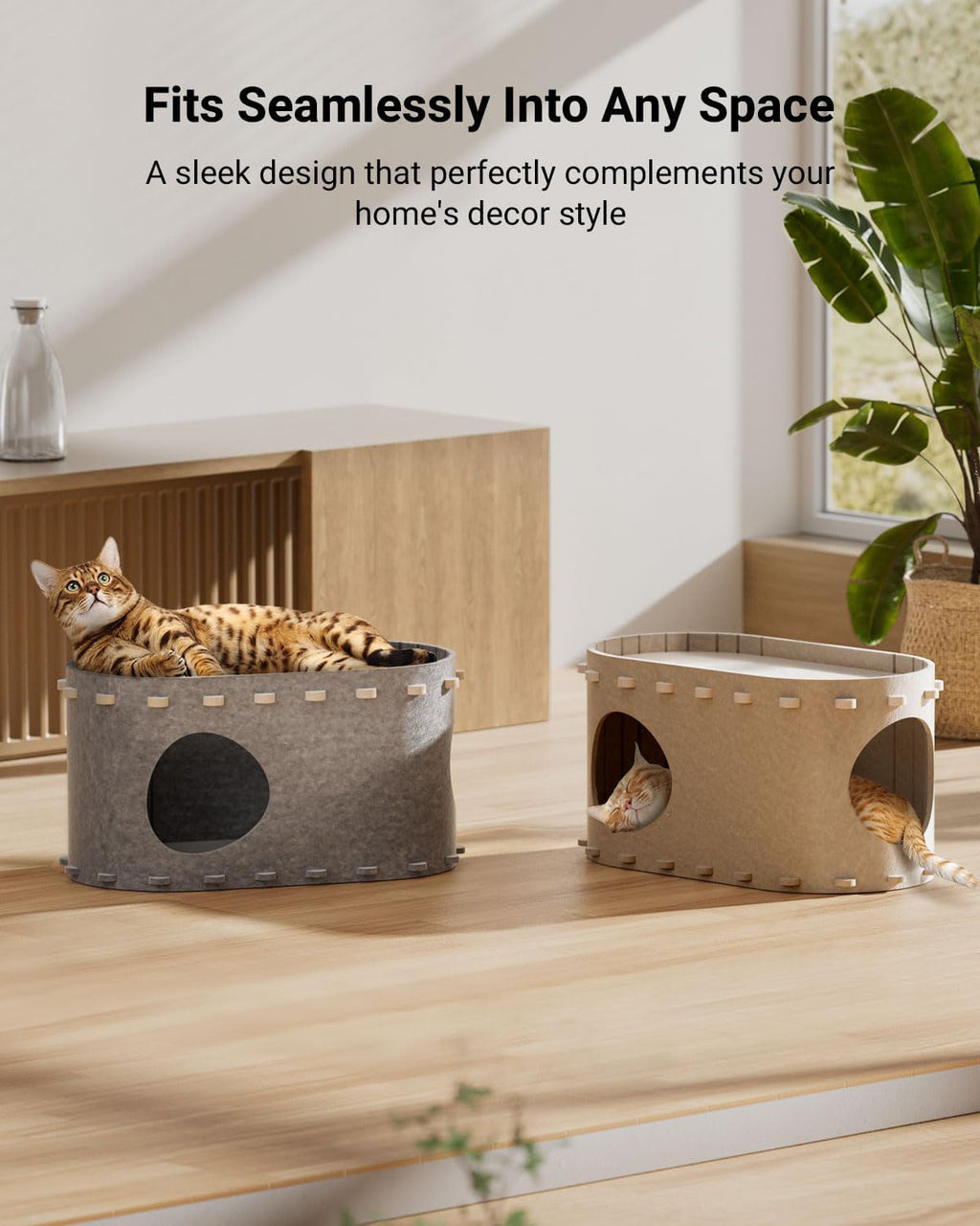 Foldable Enclosed Cat House Bed Cave – Scratch-Resistant Indoor Cat Tunnel