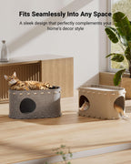 Foldable Enclosed Cat House Bed Cave – Scratch-Resistant Indoor Cat Tunnel