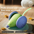 Electric Mouse Cat Toy – Automatic Teasing Stick with Rotating Tail & LED Feather, USB Rechargeable