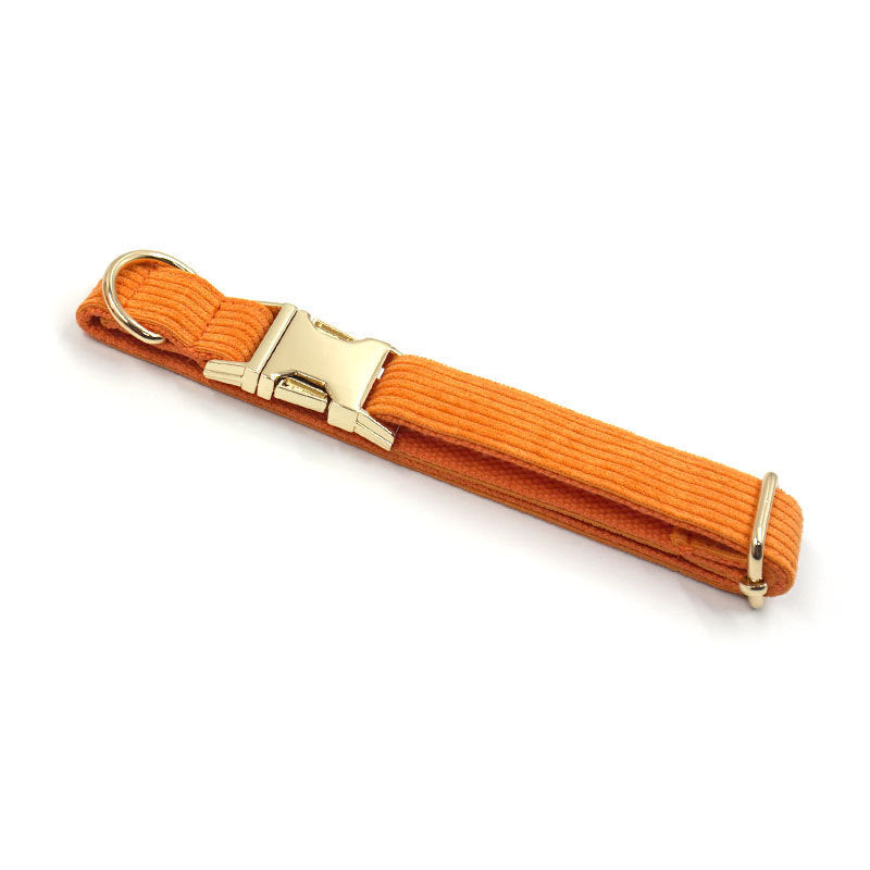 Cozy Corduroy Striped Collar – Thick Metal Buckle for Comfort & Style