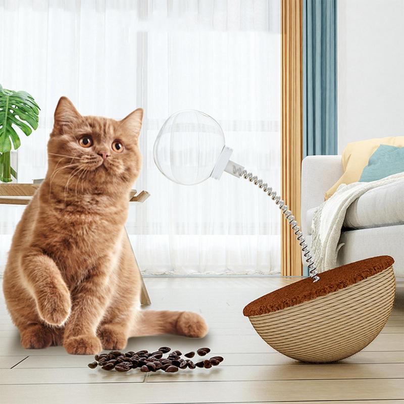 Auto-Balancing Cat Food Toy – Interactive Spring Toy with Feather & Ball