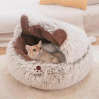 Warm Long Plush Pet Bed / Cat Nest Kennel – Soft Round Cushion House