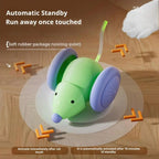 Electric Mouse Cat Toy – Automatic Teasing Stick with Rotating Tail & LED Feather, USB Rechargeable