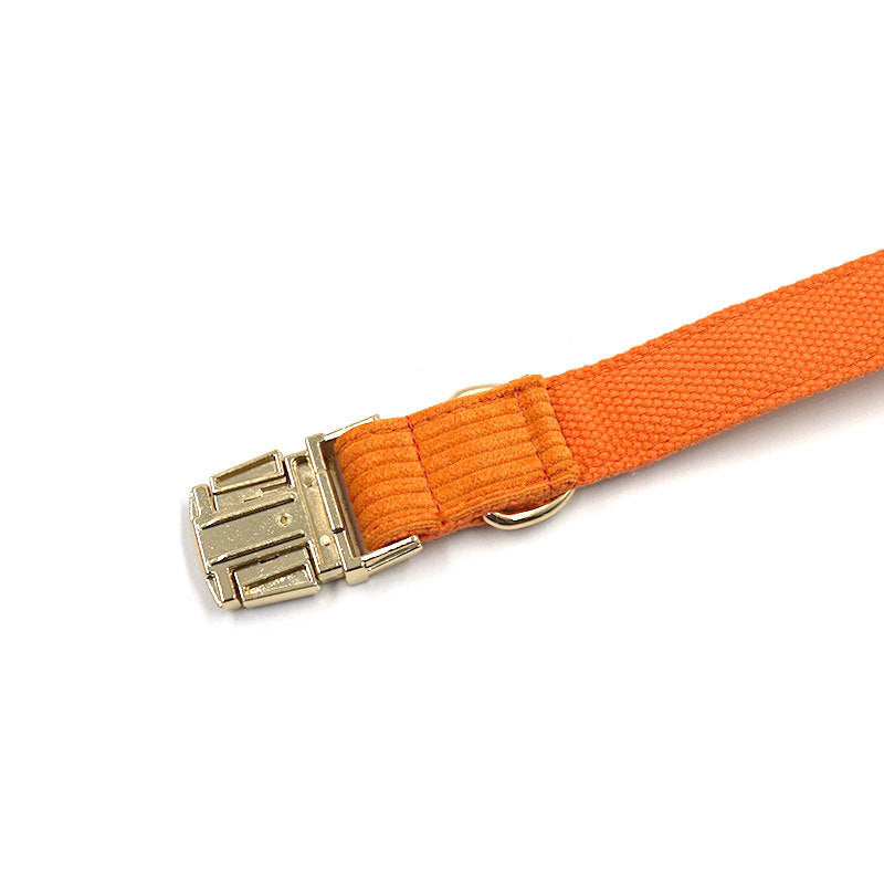 Cozy Corduroy Striped Collar – Thick Metal Buckle for Comfort & Style