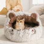 Warm Long Plush Pet Bed / Cat Nest Kennel – Soft Round Cushion House