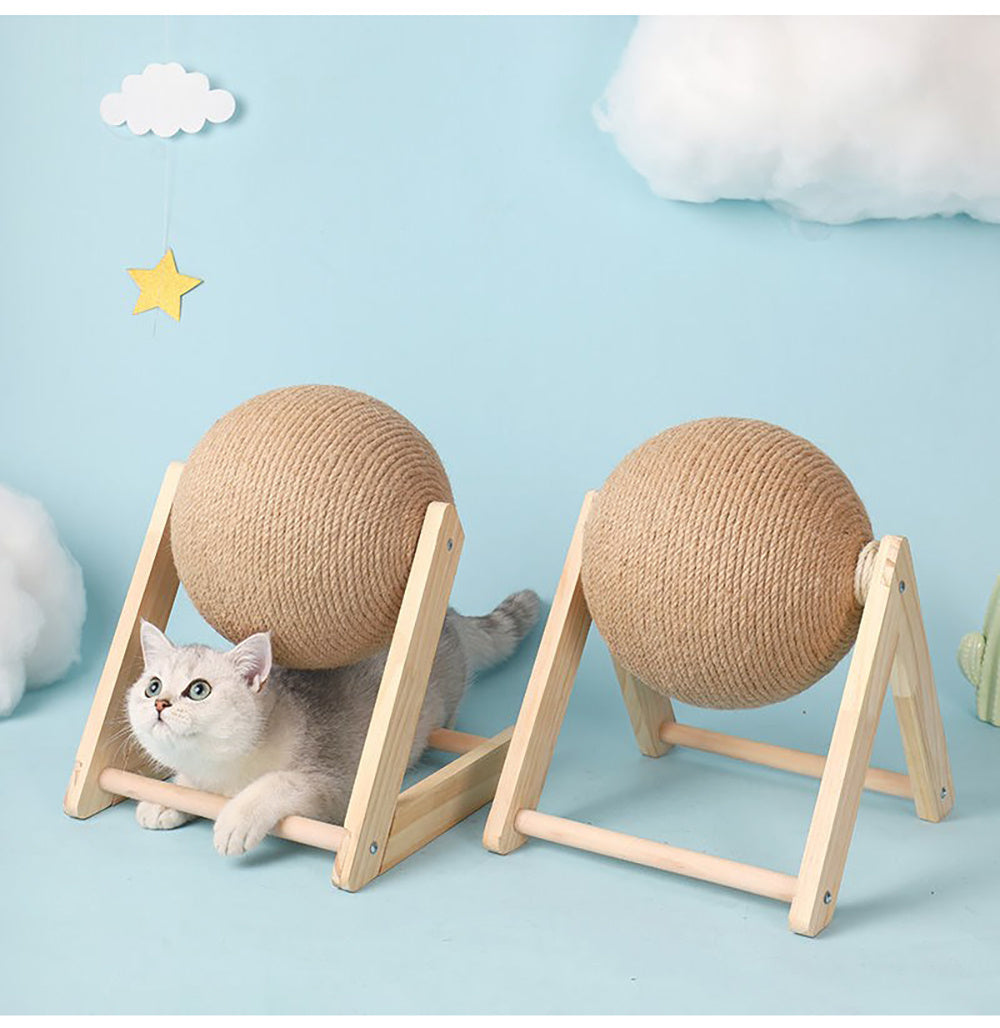 Professional Vertical Cat Toy Sisal Cat Catching Ball – Eco-Friendly Wooden Frame