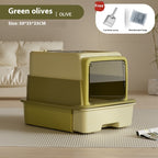 Foldable Closed Cat Litter Box – Large Plastic Design with Deodorizing Feature