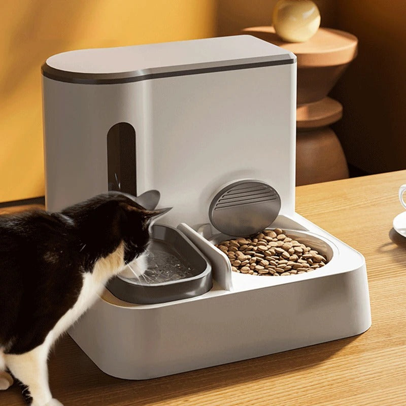 Automatic Pet Feeder & Water Dispenser | Integrated Double Bowls for Cats & Small Dogs