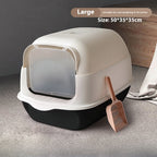 Fully Enclosed Cat Litter Box – Anti-Splash, Easy Clean, Spacious Design