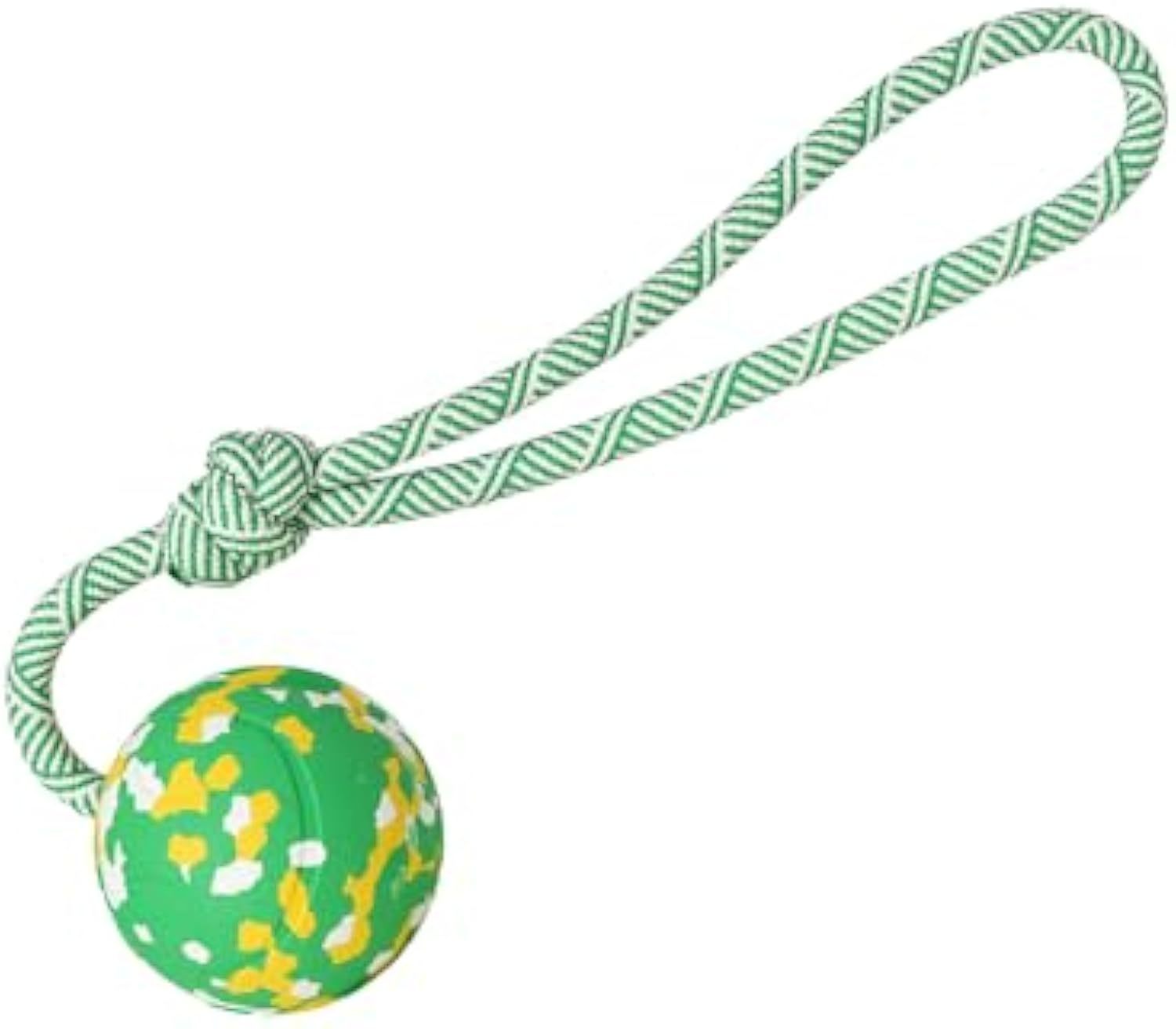 Rubber Ball & Rope Interactive Dog Toy – Fetch • Tug • Chew Fun