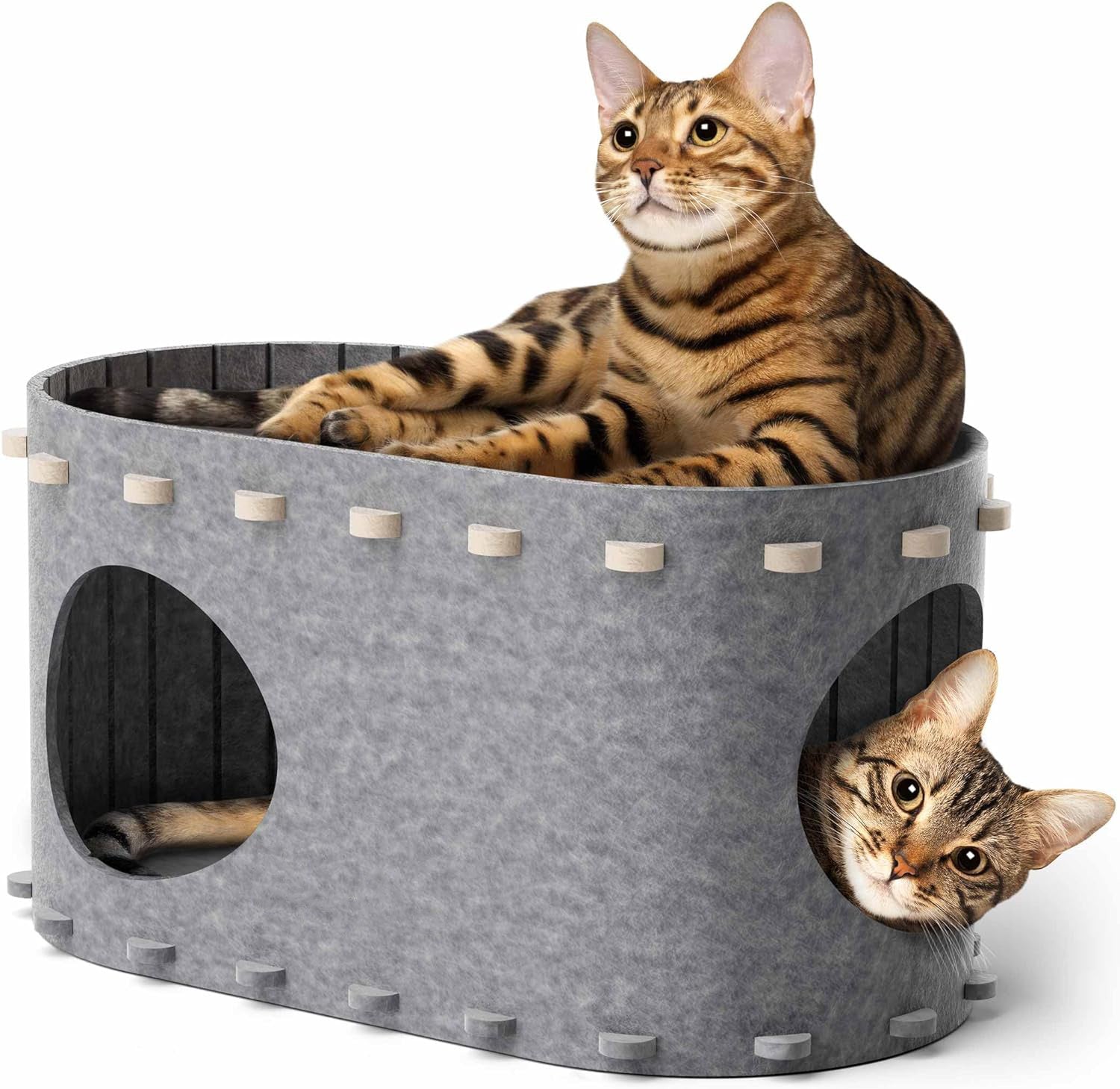 Foldable Enclosed Cat House Bed Cave – Scratch-Resistant Indoor Cat Tunnel