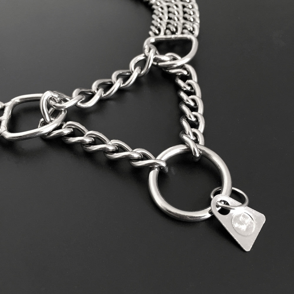 Double-Row Metal Training Chain Collar — Strong & Stylish Control