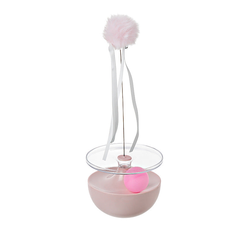 Self-Congratulating Funny Stick Tumbler Cat Toy – Interactive Wobble Ball with Feather,