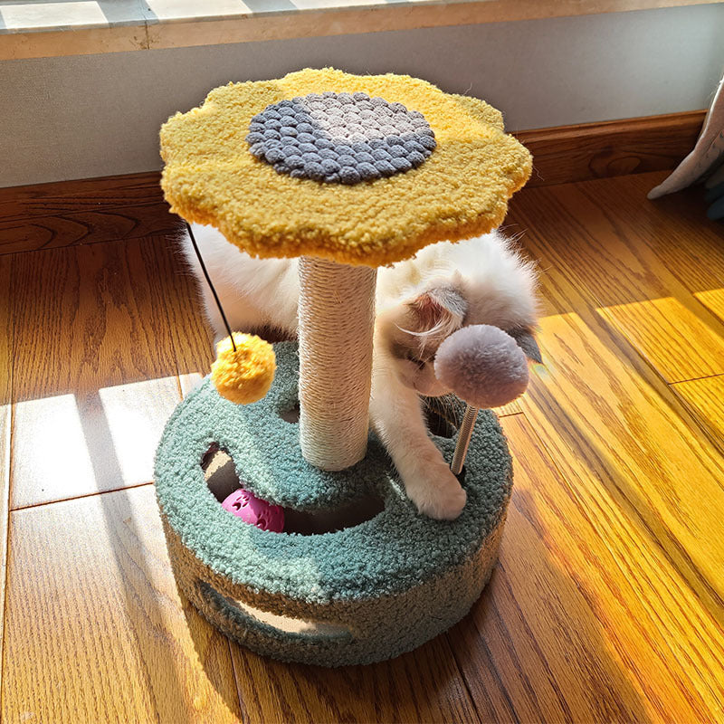 Interactive Cat Scratch Board – Corrugated Cardboard Claw Grinder with Toy Balls