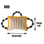 Jute Tug-of-War Pillow Toy – 3-Handle Interactive Pull for Medium & Large Dogs