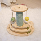 Interactive Cat Scratcher Maze Ball Toy – Wooden Turntable with Mint-Scented Balls