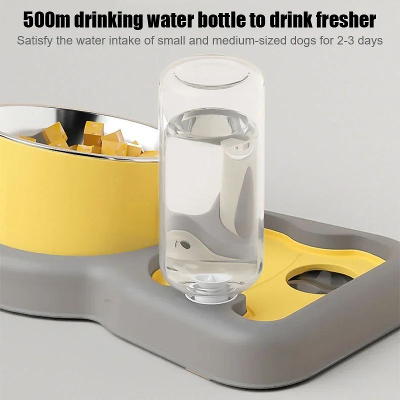 Tilted Comfort Pet Feeder + Bottle Set – Gentle Neck Design for Cats & Dogs