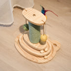 Interactive Cat Scratcher Maze Ball Toy – Wooden Turntable with Mint-Scented Balls