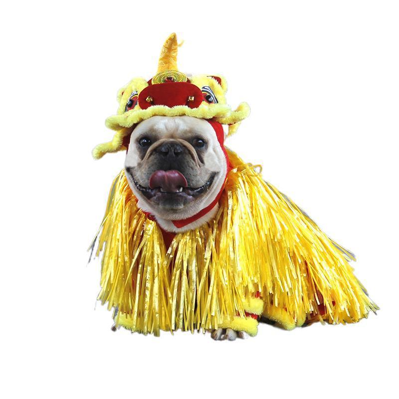 Jizai Little Lion Pet Costume | Chinese Style Lion Dance Outfit for Dogs and Cats