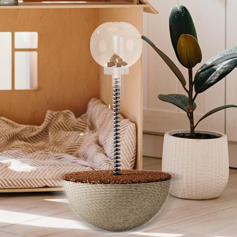 Auto-Balancing Cat Food Toy – Interactive Spring Toy with Feather & Ball