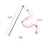 Interactive Plush Cat Wand Toy – Colorful Ribbon Teaser for Indoor Cats