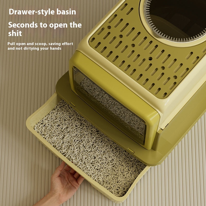 Foldable Closed Cat Litter Box – Large Plastic Design with Deodorizing Feature