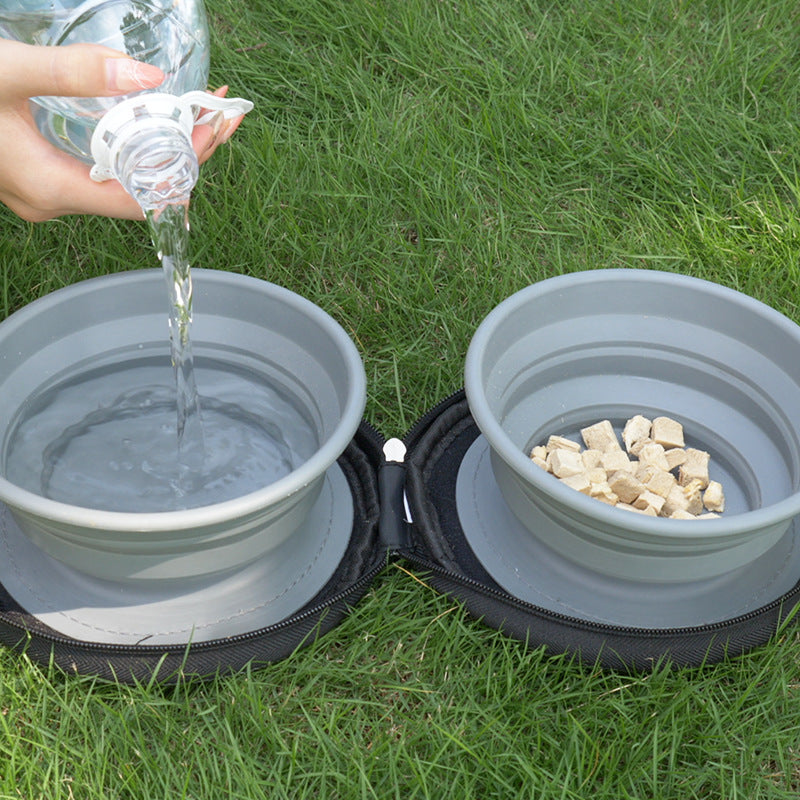Fold-&-Go Outdoor Pet Bowl Set — Portable Water & Feeding Kit