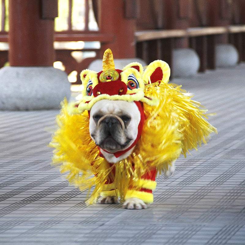 Jizai Little Lion Pet Costume | Chinese Style Lion Dance Outfit for Dogs and Cats