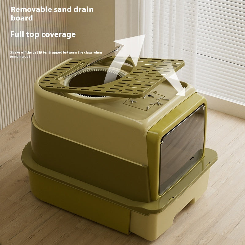 Foldable Closed Cat Litter Box – Large Plastic Design with Deodorizing Feature