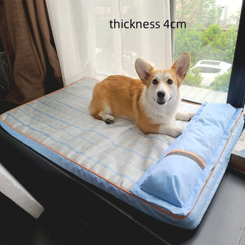 Cool Ice Silk Summer Dog Mat – Anti-Bite, Non-Stick Hair Pet Mattress