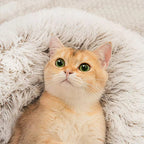 Warm Long Plush Pet Bed / Cat Nest Kennel – Soft Round Cushion House