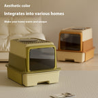 Foldable Closed Cat Litter Box – Large Plastic Design with Deodorizing Feature