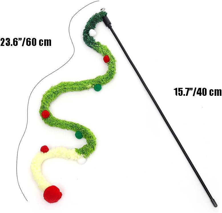 Interactive Plush Cat Wand Toy – Colorful Ribbon Teaser for Indoor Cats