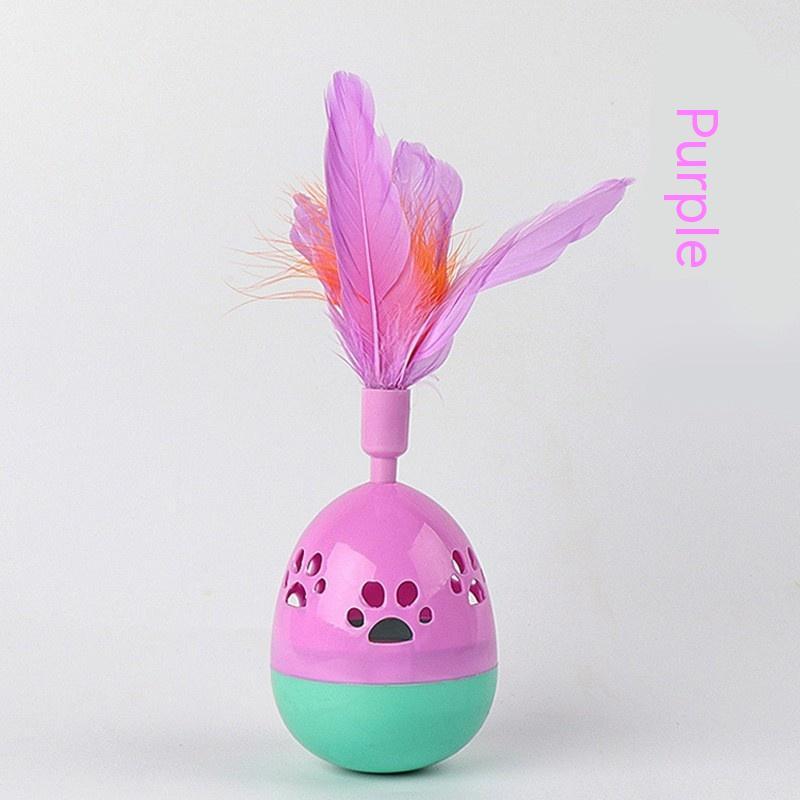 Tumbler Bell Cat Interactive Toy – Feathered Wobble Ball with Bell, 15 cm ABS Plastic