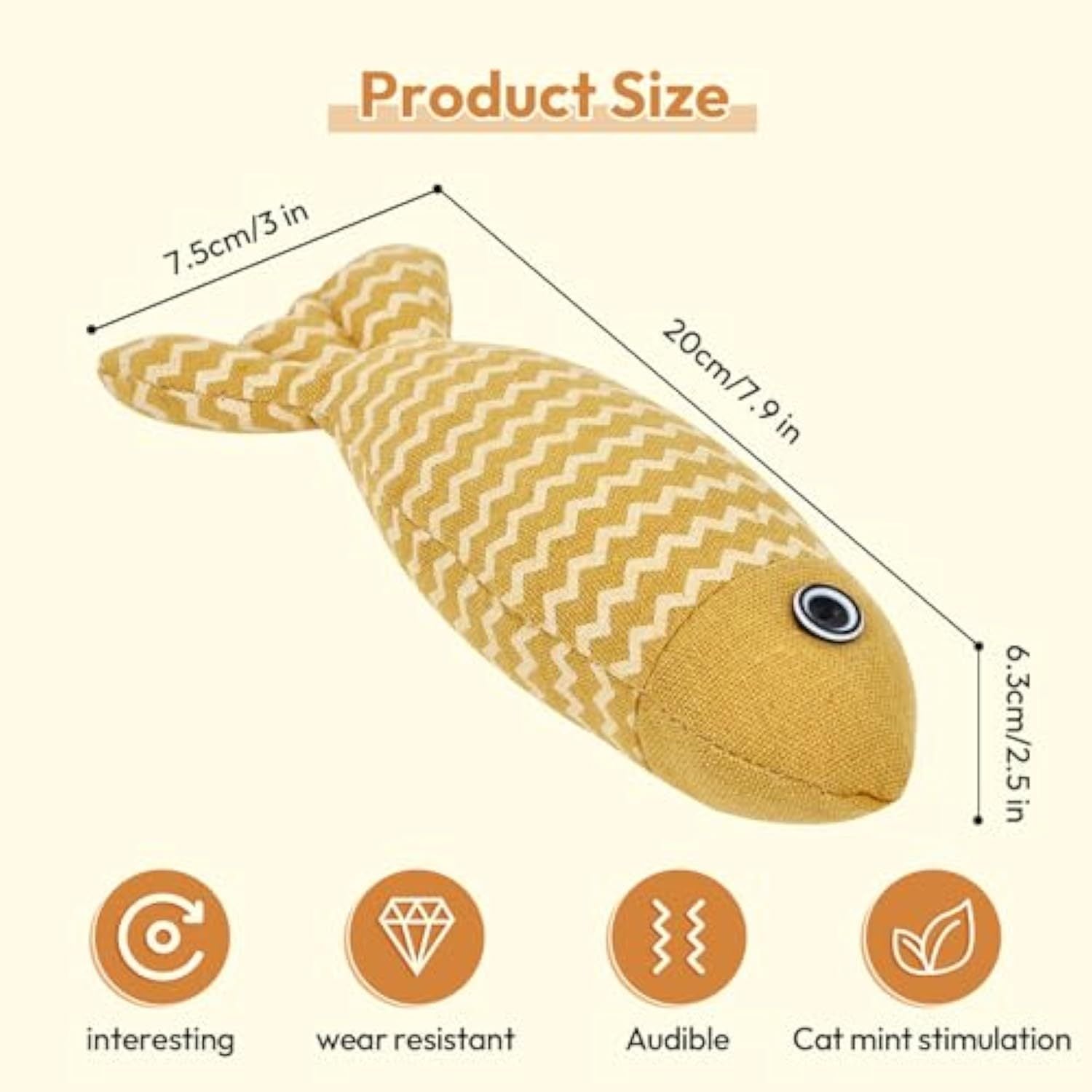 3-Piece Catnip Fish Kicker Toy Set – Crinkle Sound, Soft Linen