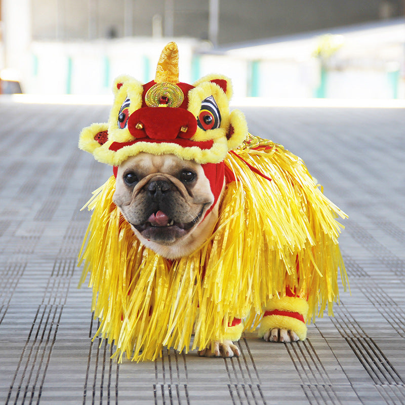 Jizai Little Lion Pet Costume | Chinese Style Lion Dance Outfit for Dogs and Cats