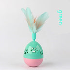 Tumbler Bell Cat Interactive Toy – Feathered Wobble Ball with Bell, 15 cm ABS Plastic