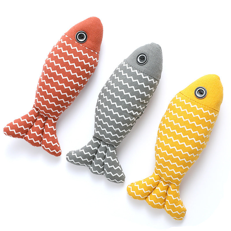 3-Piece Catnip Fish Kicker Toy Set – Crinkle Sound, Soft Linen