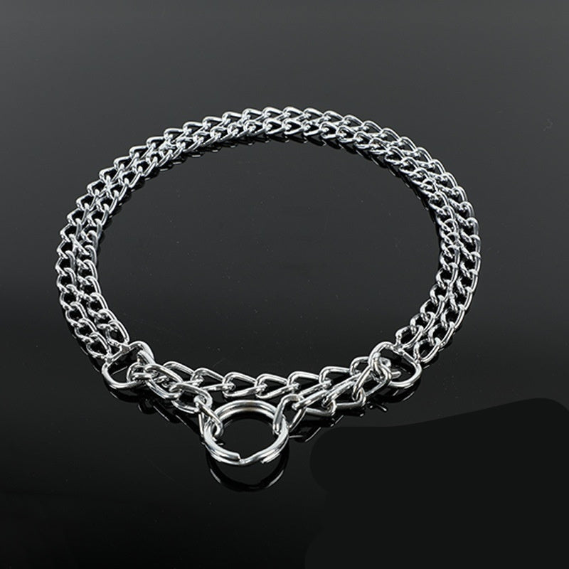 Double-Row Metal Training Chain Collar — Strong & Stylish Control